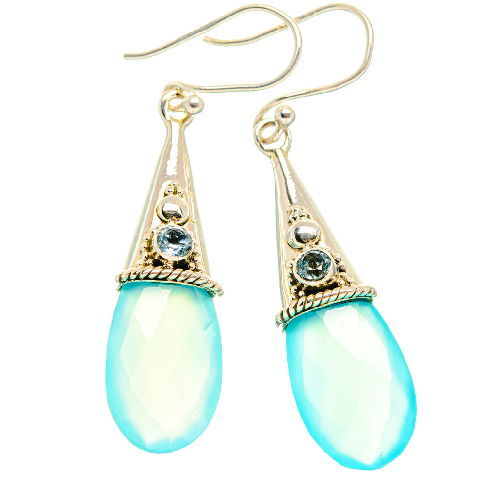 Aqua Chalcedony Earrings handcrafted by Anasilvercos - EARR427037 - Photo 2