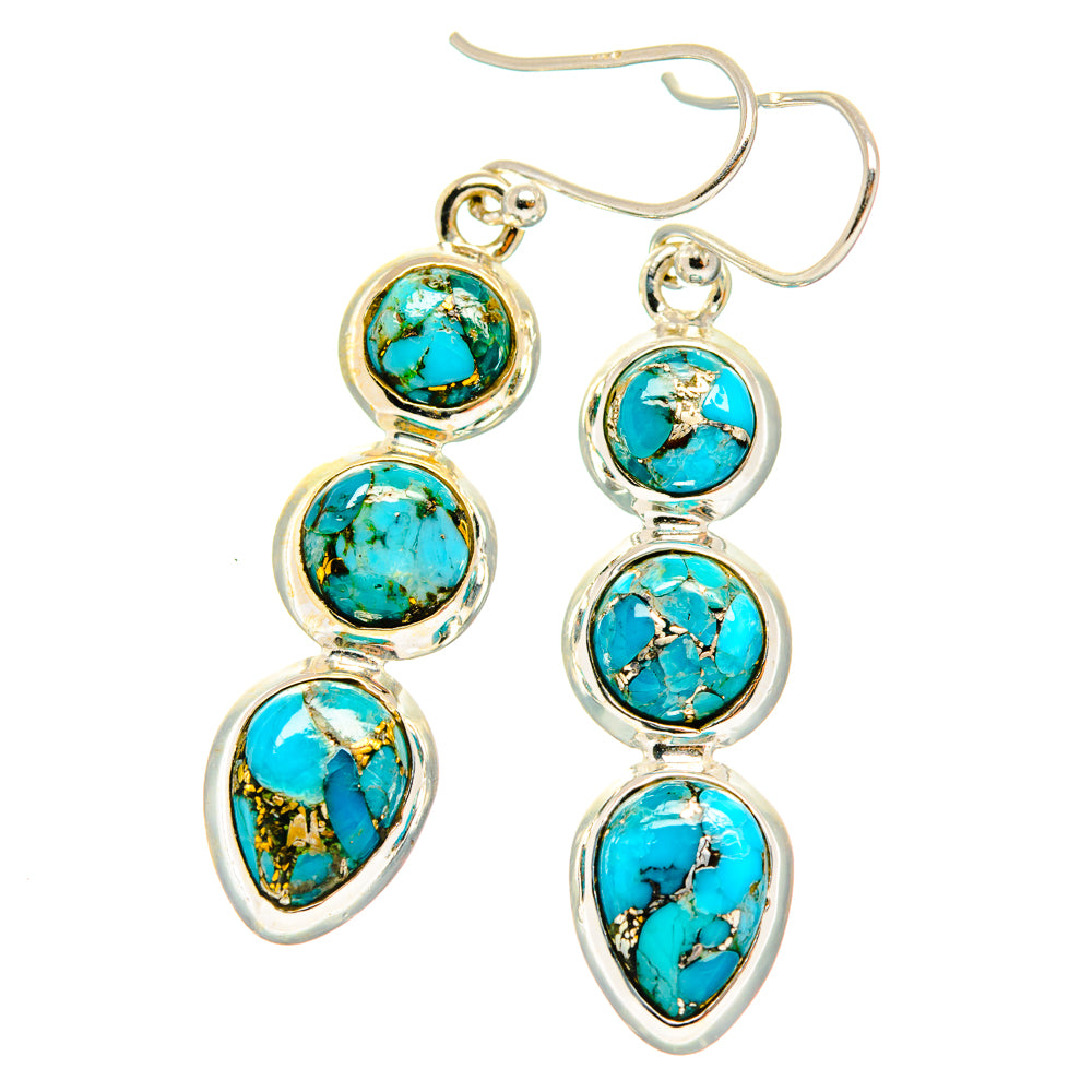 Blue Copper Composite Turquoise Earrings handcrafted by Anasilvercos - EARR427046 - Photo 2