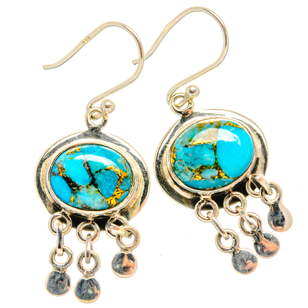 Blue Copper Composite Turquoise Earrings handcrafted by Anasilvercos - EARR427056 - Photo 2