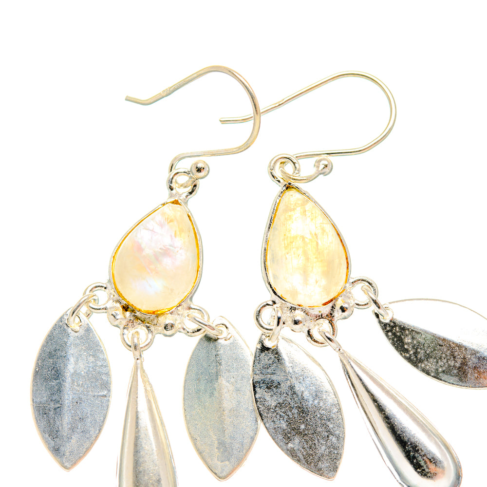 Rainbow Moonstone Earrings handcrafted by Anasilvercos - EARR427062 - Photo 2