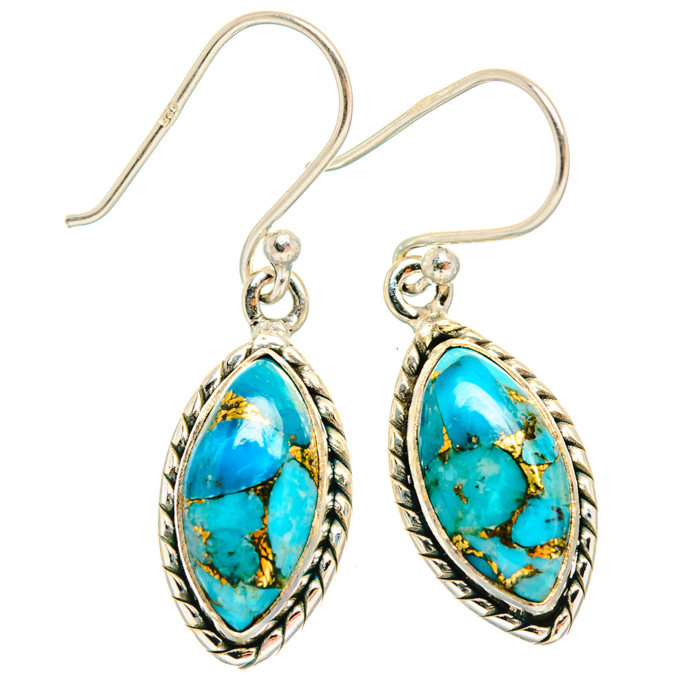 Blue Copper Composite Turquoise Earrings handcrafted by Anasilvercos - EARR427063 - Photo 2