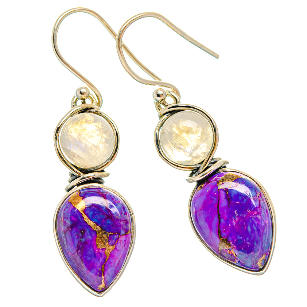 Purple Copper Composite Turquoise Earrings handcrafted by Anasilvercos - EARR427065 - Photo 2