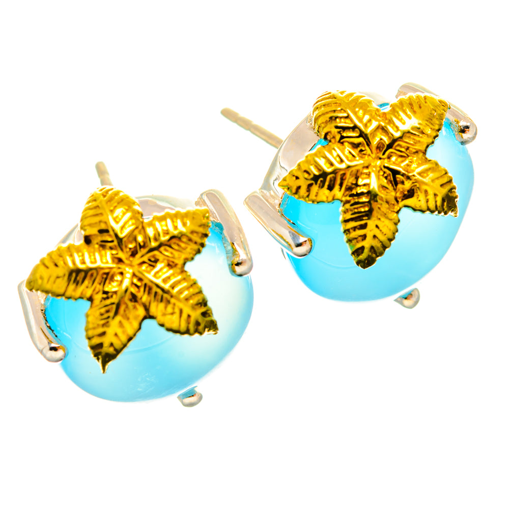 Aqua Chalcedony Earrings handcrafted by Anasilvercos - EARR427066 - Photo 2