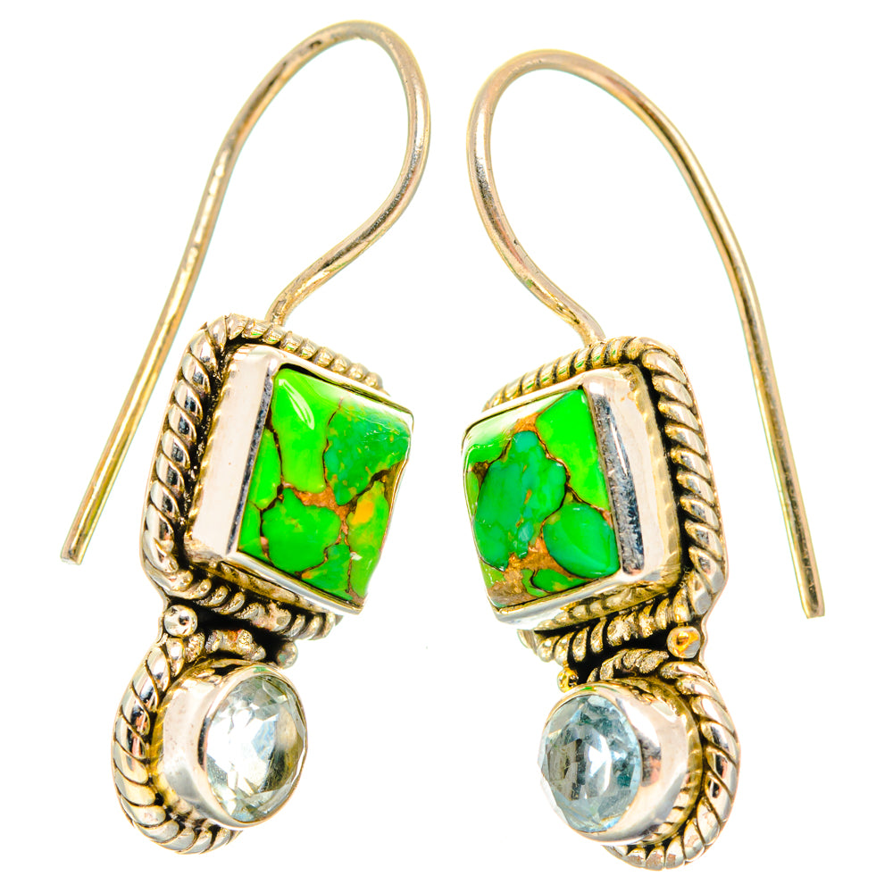 Green Copper Composite Turquoise Earrings handcrafted by Anasilvercos - EARR427081 - Photo 2
