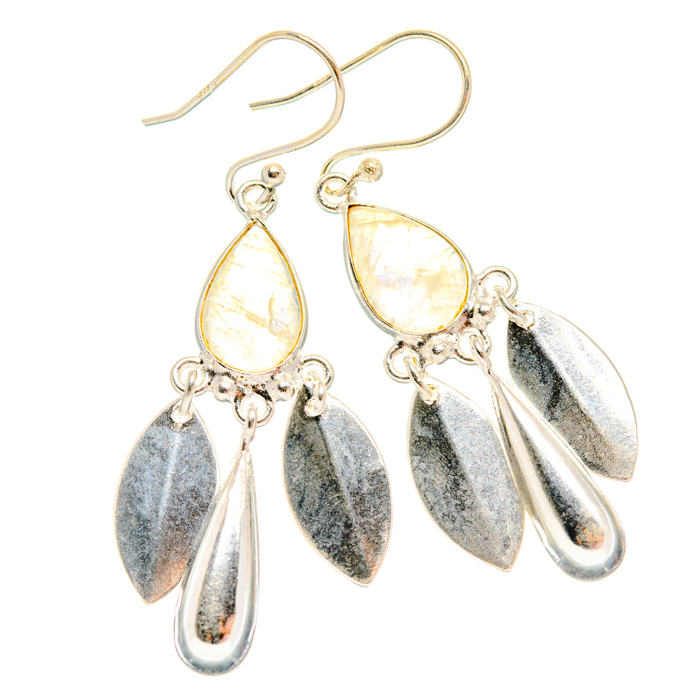 Rainbow Moonstone Earrings handcrafted by Anasilvercos - EARR427087 - Photo 2