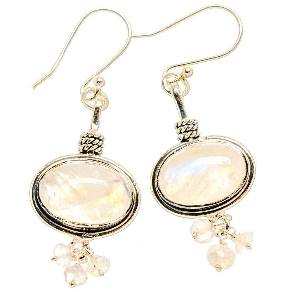 Rainbow Moonstone Earrings handcrafted by Anasilvercos - EARR427095 - Photo 2