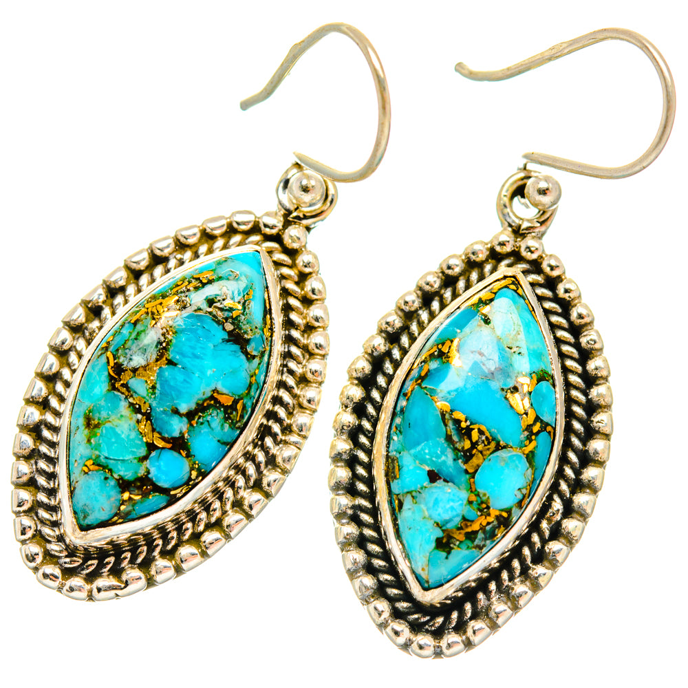 Blue Copper Composite Turquoise Earrings handcrafted by Anasilvercos - EARR427100 - Photo 2