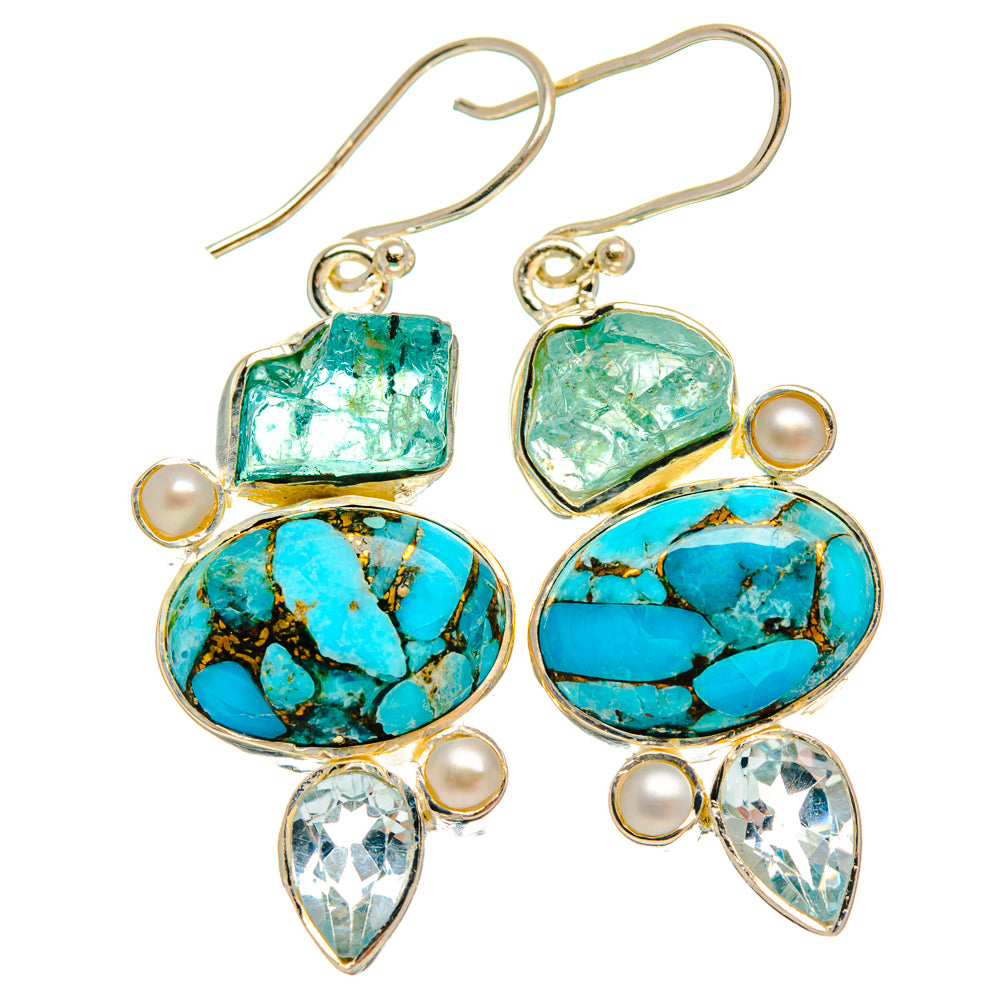 Blue Copper Composite Turquoise Earrings handcrafted by Anasilvercos - EARR427109 - Photo 2
