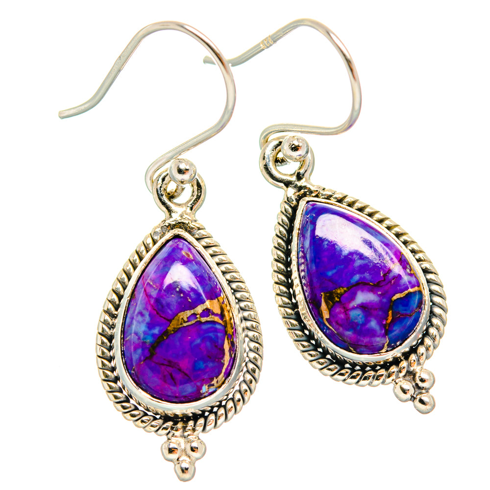 Purple Copper Composite Turquoise Earrings handcrafted by Anasilvercos - EARR427121 - Photo 2
