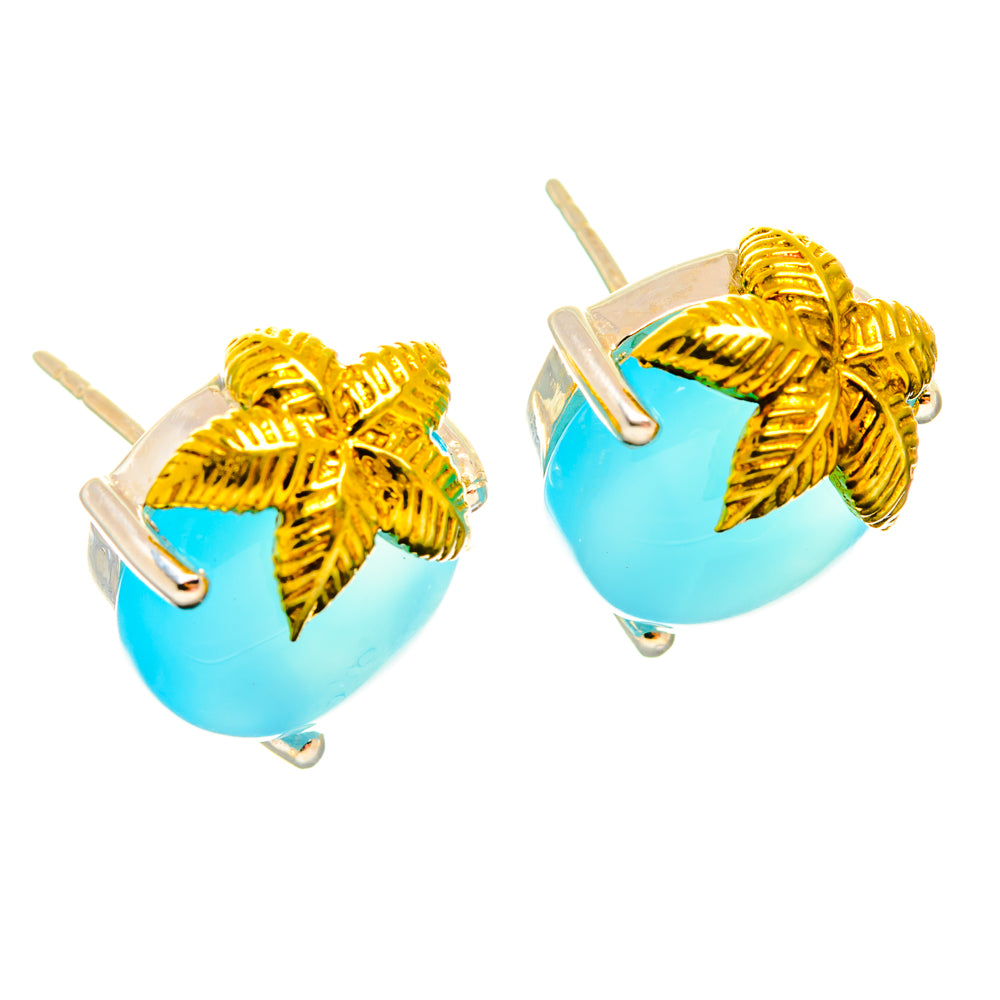 Aqua Chalcedony Earrings handcrafted by Anasilvercos - EARR427129 - Photo 2