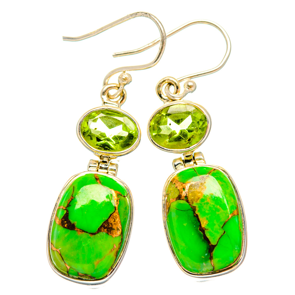 Green Copper Composite Turquoise Earrings handcrafted by Anasilvercos - EARR427131 - Photo 2