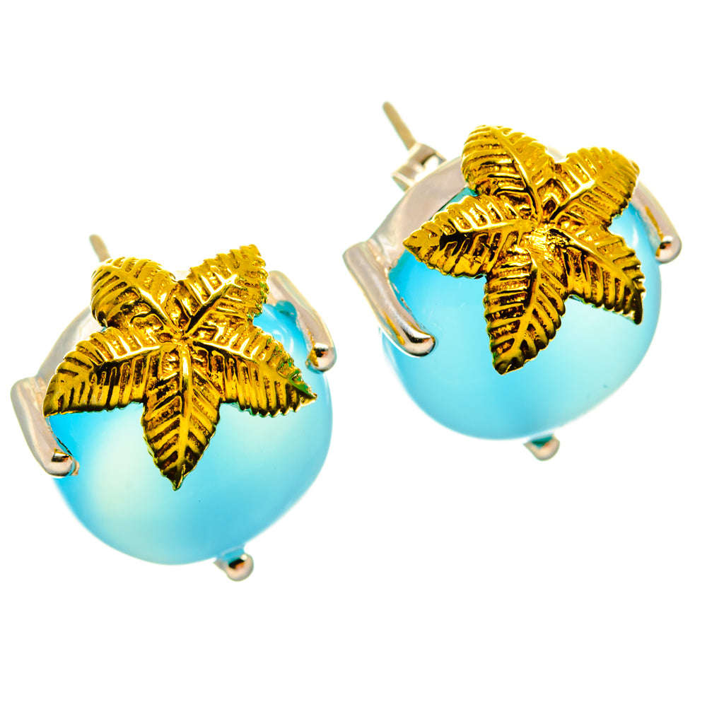 Aqua Chalcedony Earrings handcrafted by Anasilvercos - EARR427141 - Photo 2