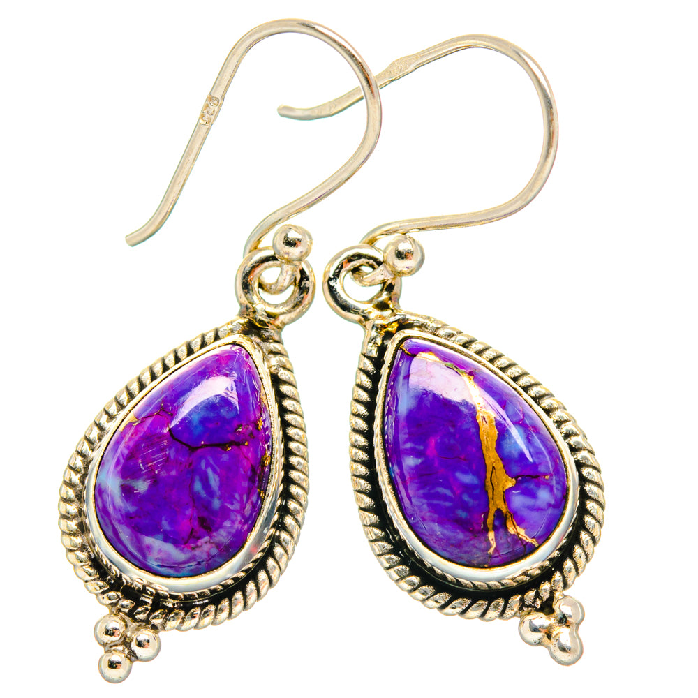 Purple Copper Composite Turquoise Earrings handcrafted by Anasilvercos - EARR427154 - Photo 2