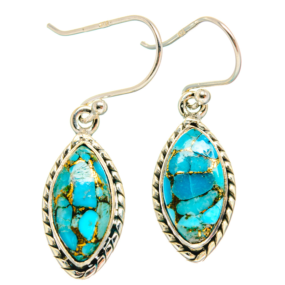 Blue Copper Composite Turquoise Earrings handcrafted by Anasilvercos - EARR427159 - Photo 2