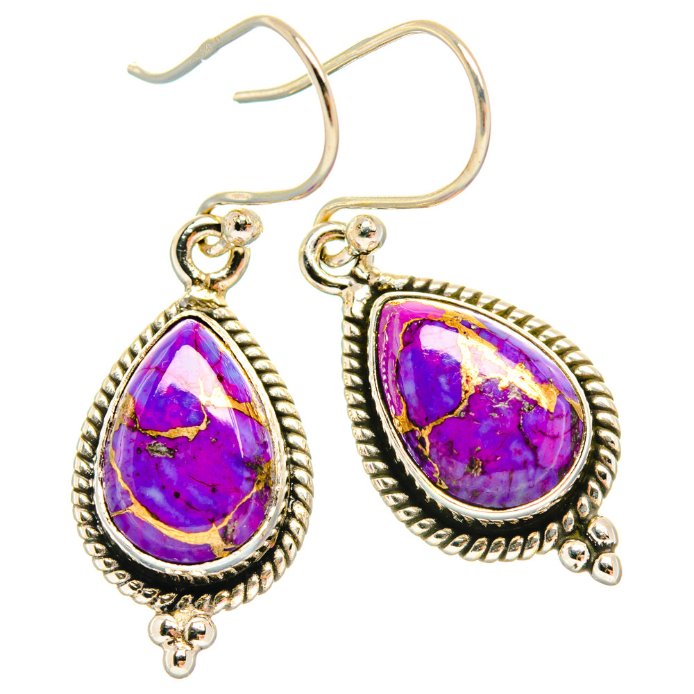 Purple Copper Composite Turquoise Earrings handcrafted by Anasilvercos - EARR427174 - Photo 2