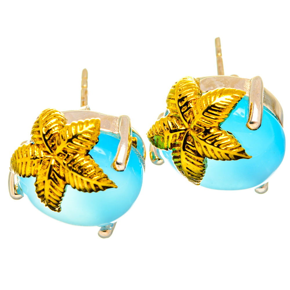 Aqua Chalcedony Earrings handcrafted by Anasilvercos - EARR427175 - Photo 2