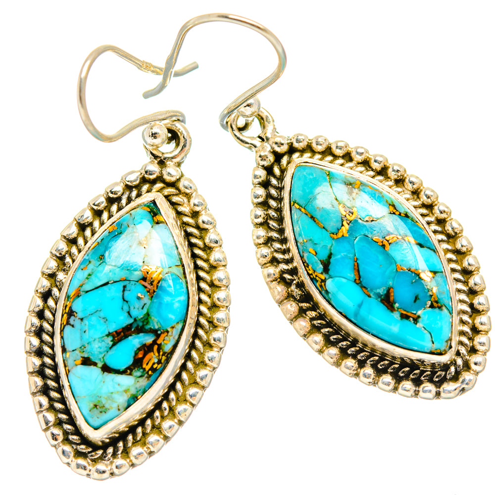 Blue Copper Composite Turquoise Earrings handcrafted by Anasilvercos - EARR427201 - Photo 2
