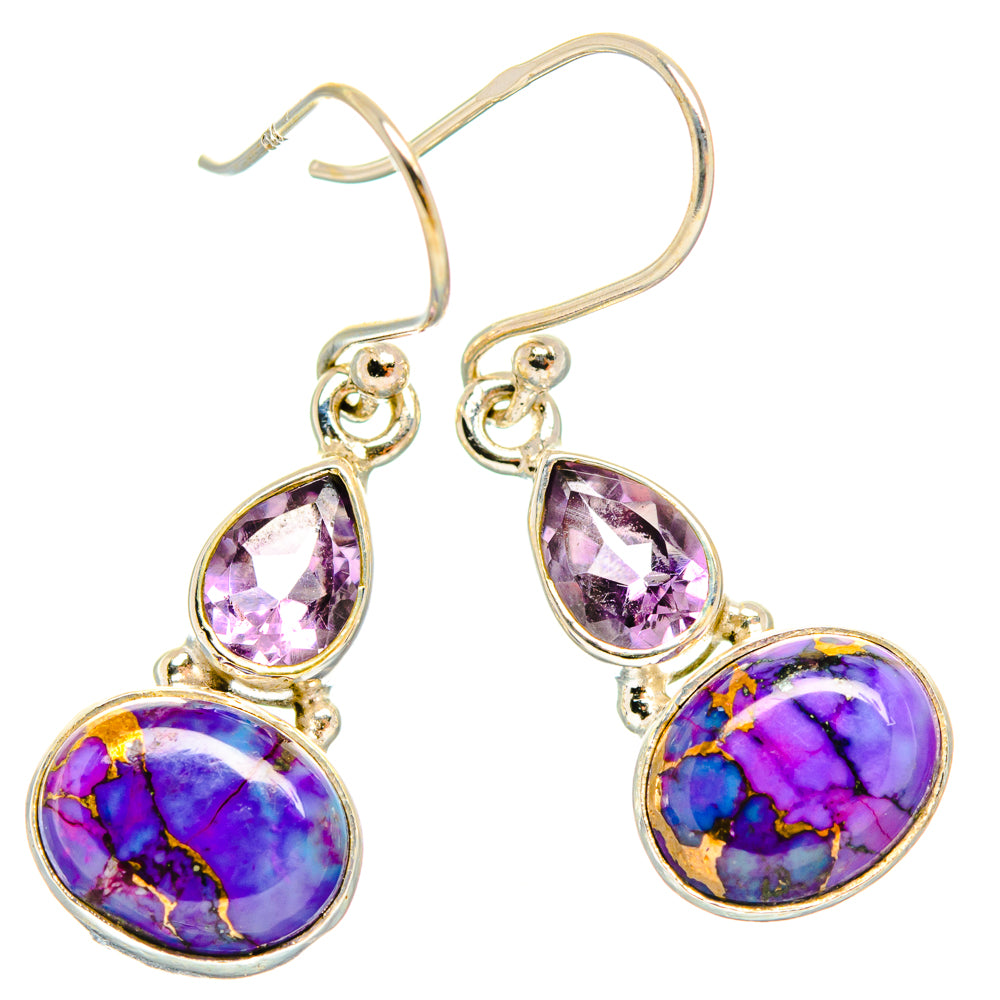 Purple Copper Composite Turquoise Earrings handcrafted by Anasilvercos - EARR427208 - Photo 2