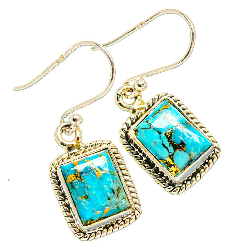 Blue Copper Composite Turquoise Earrings handcrafted by Anasilvercos - EARR427210 - Photo 2