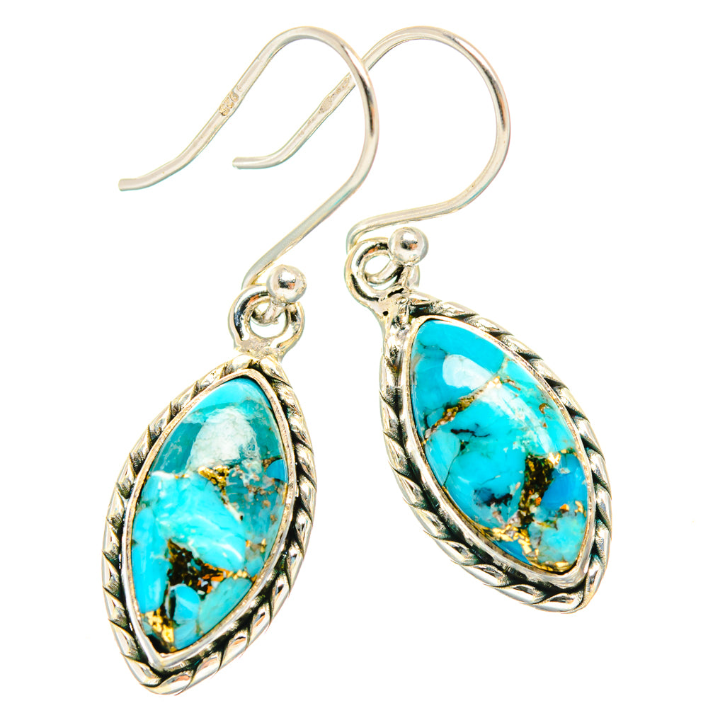Blue Copper Composite Turquoise Earrings handcrafted by Anasilvercos - EARR427222 - Photo 2