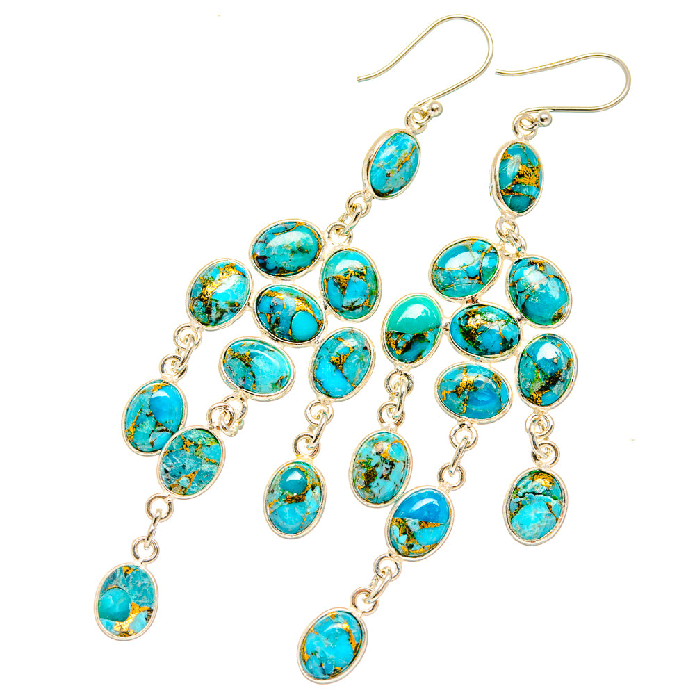 Blue Copper Composite Turquoise Earrings handcrafted by Anasilvercos - EARR427226 - Photo 2