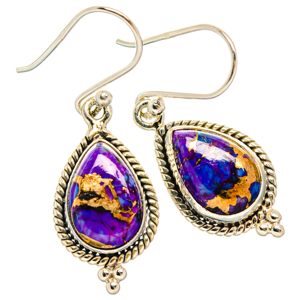 Purple Copper Composite Turquoise Earrings handcrafted by Anasilvercos - EARR427235 - Photo 2