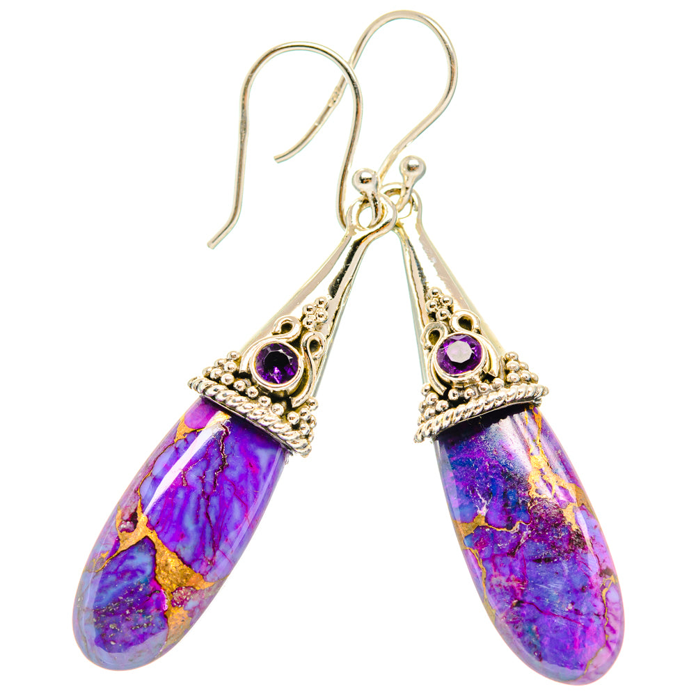 Purple Copper Composite Turquoise Earrings handcrafted by Anasilvercos - EARR427241 - Photo 2