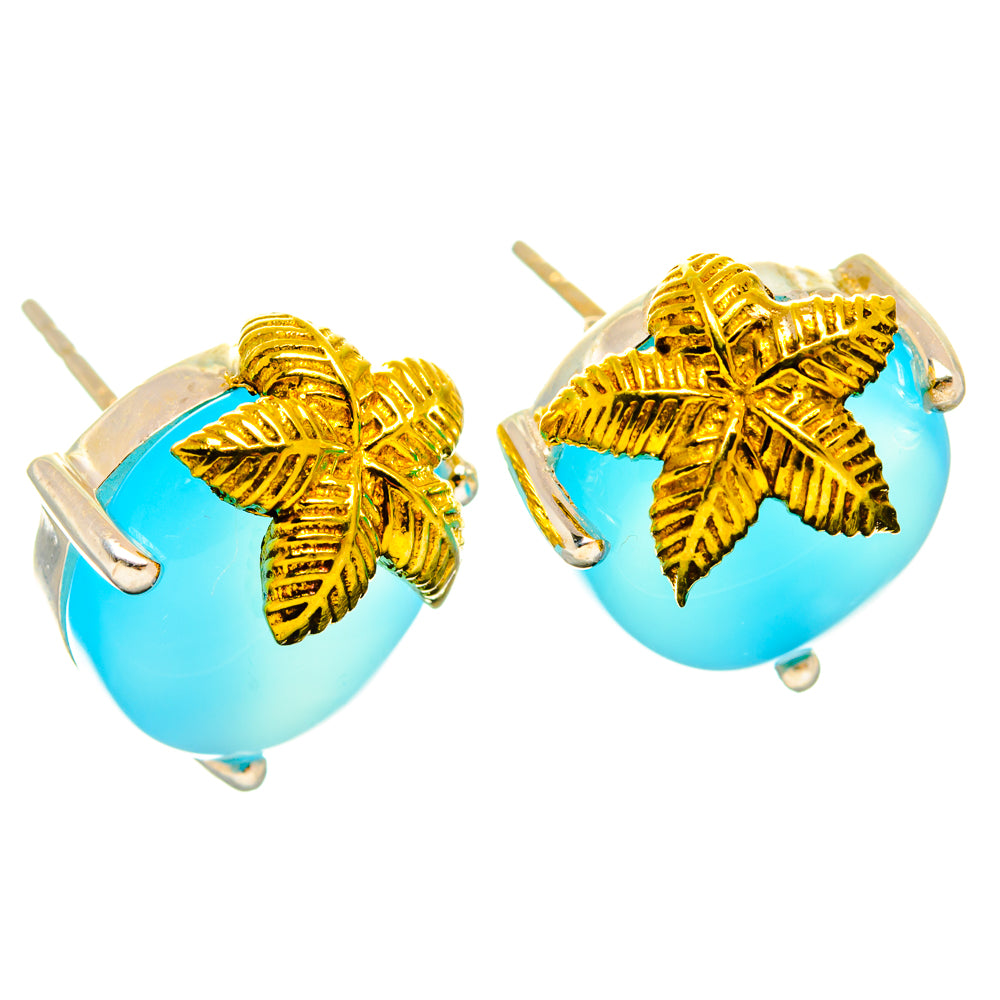 Aqua Chalcedony Earrings handcrafted by Anasilvercos - EARR427249 - Photo 2