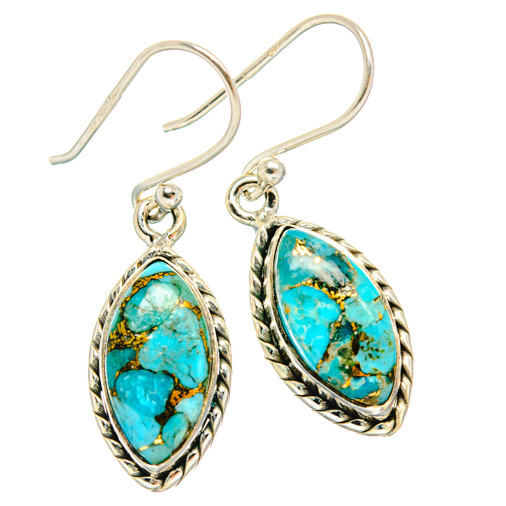 Blue Copper Composite Turquoise Earrings handcrafted by Anasilvercos - EARR427256 - Photo 2