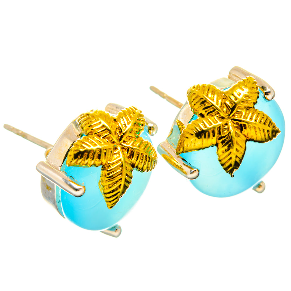 Aqua Chalcedony Earrings handcrafted by Anasilvercos - EARR427263 - Photo 2