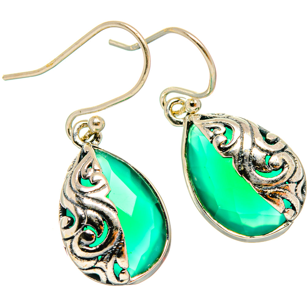 Green Onyx Earrings handcrafted by Anasilvercos - EARR427274 - Photo 2
