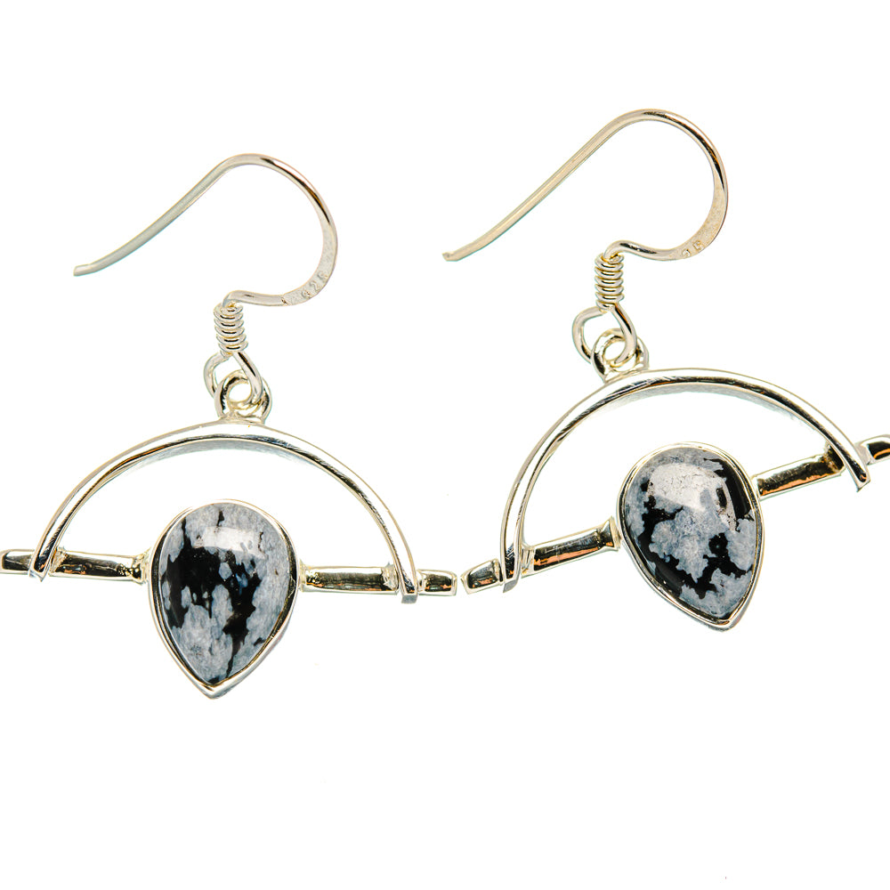 Snowflake Obsidian Earrings handcrafted by Anasilvercos - EARR427284 - Photo 2