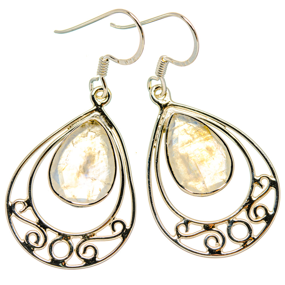 Rainbow Moonstone Earrings handcrafted by Anasilvercos - EARR427288 - Photo 2