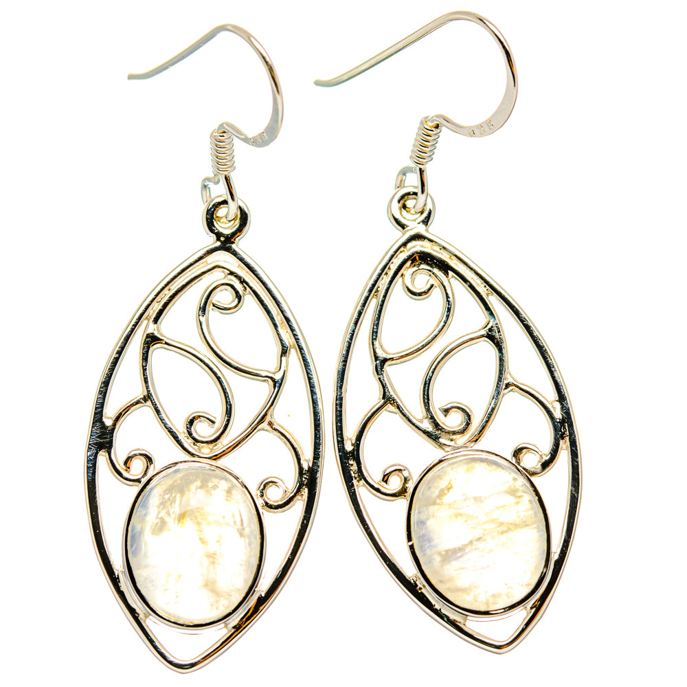 Rainbow Moonstone Earrings handcrafted by Anasilvercos - EARR427289 - Photo 2