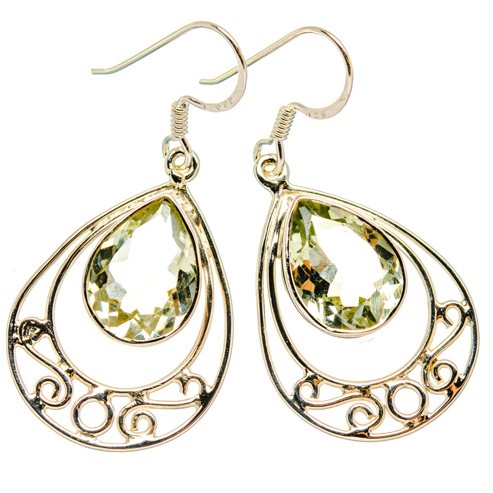 Green Amethyst Earrings handcrafted by Anasilvercos - EARR427309 - Photo 2