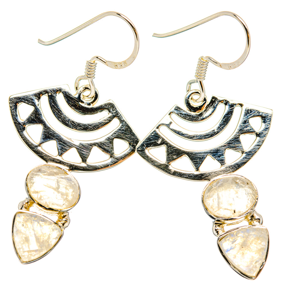 Rainbow Moonstone Earrings handcrafted by Anasilvercos - EARR427329 - Photo 2