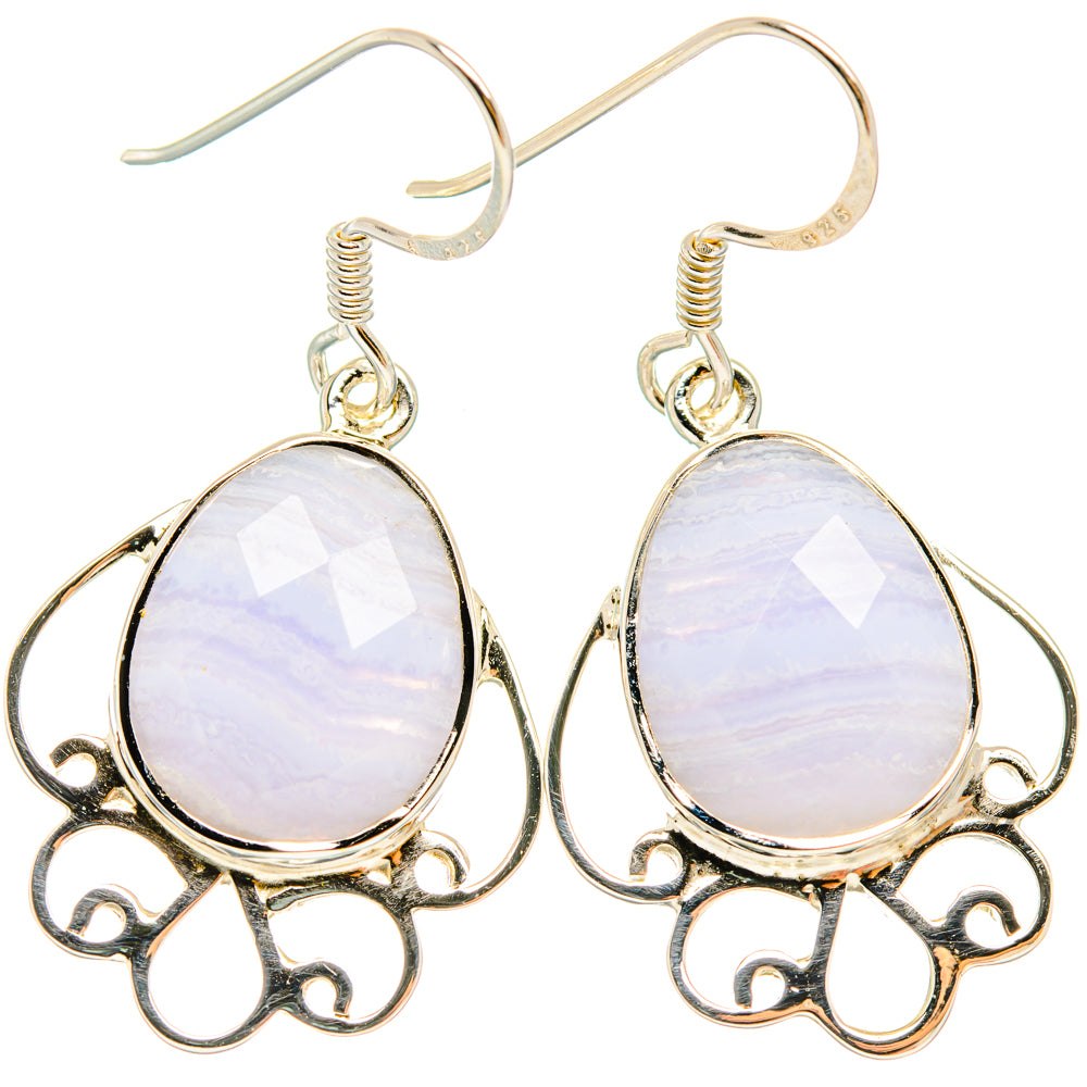 Blue Lace Agate Earrings handcrafted by Anasilvercos - EARR427339 - Photo 2