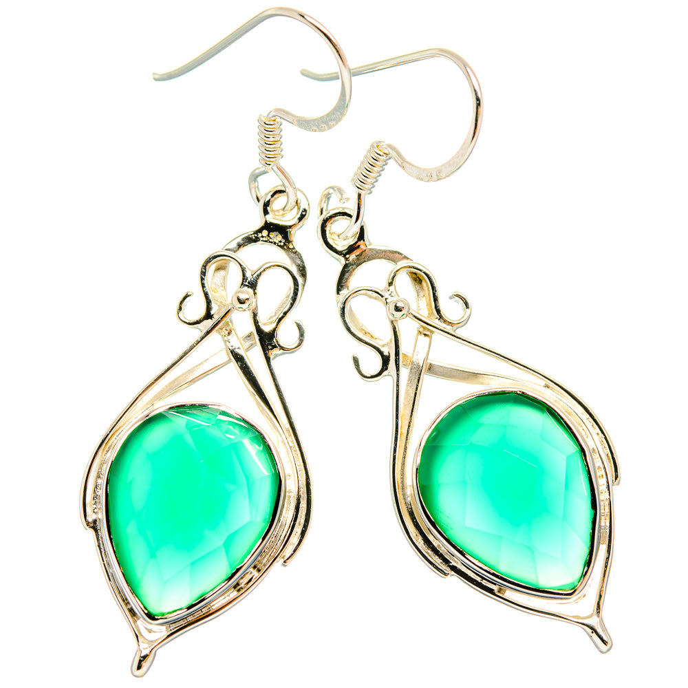 Green Onyx Earrings handcrafted by Anasilvercos - EARR427345 - Photo 2