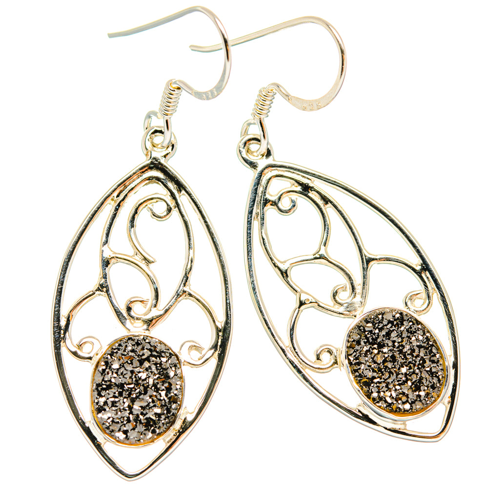 Hematite Druzy Earrings handcrafted by Anasilvercos - EARR427364 - Photo 2