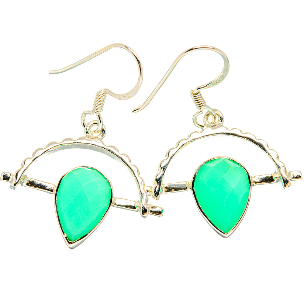 Chrysoprase Earrings handcrafted by Anasilvercos - EARR427371 - Photo 2