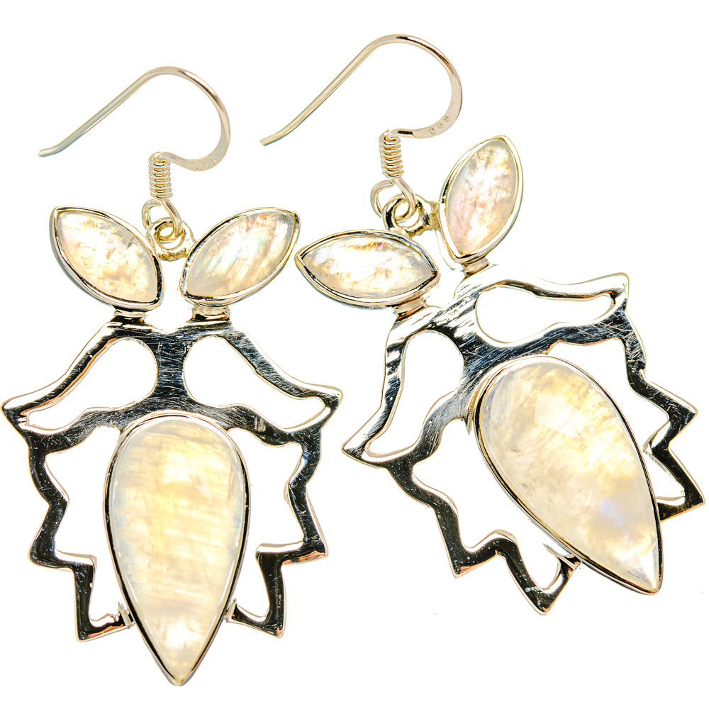 Rainbow Moonstone Earrings handcrafted by Anasilvercos - EARR427377 - Photo 2
