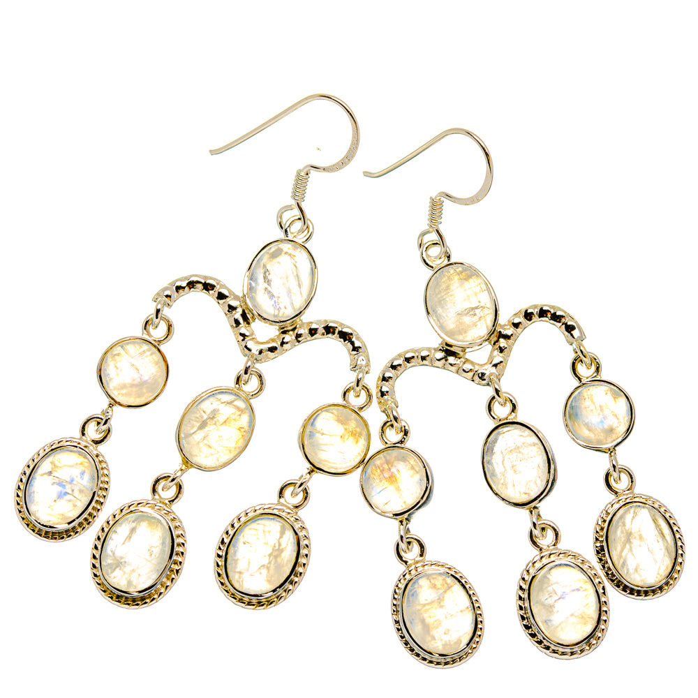 Rainbow Moonstone Earrings handcrafted by Anasilvercos - EARR427381 - Photo 2