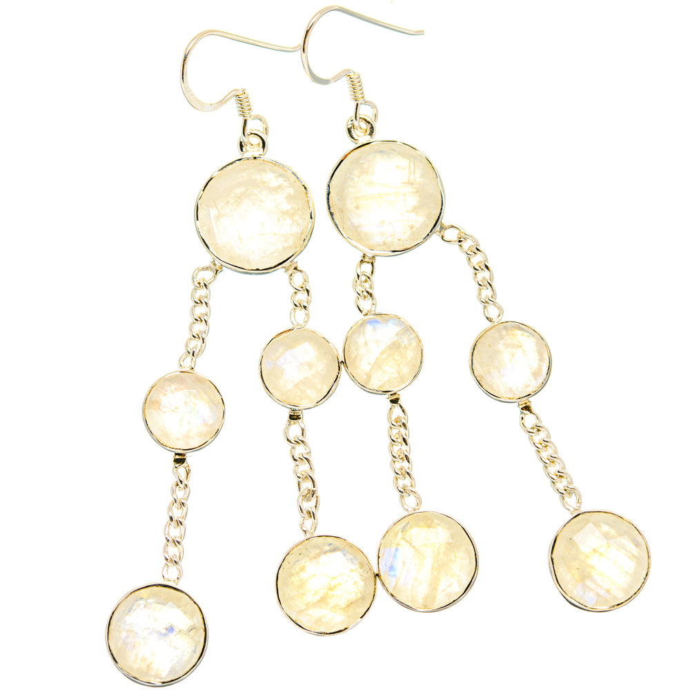 Rainbow Moonstone Earrings handcrafted by Anasilvercos - EARR427385 - Photo 2