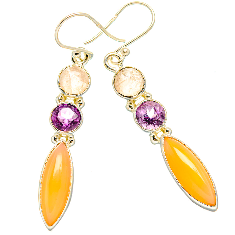 Peach Moonstone Earrings handcrafted by Anasilvercos - EARR427475 - Photo 2