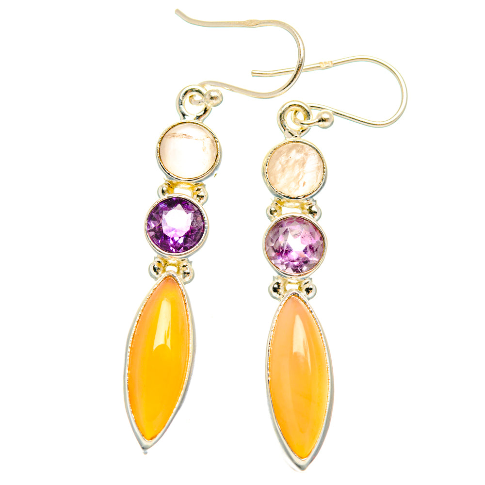 Peach Moonstone Earrings handcrafted by Anasilvercos - EARR427486 - Photo 2