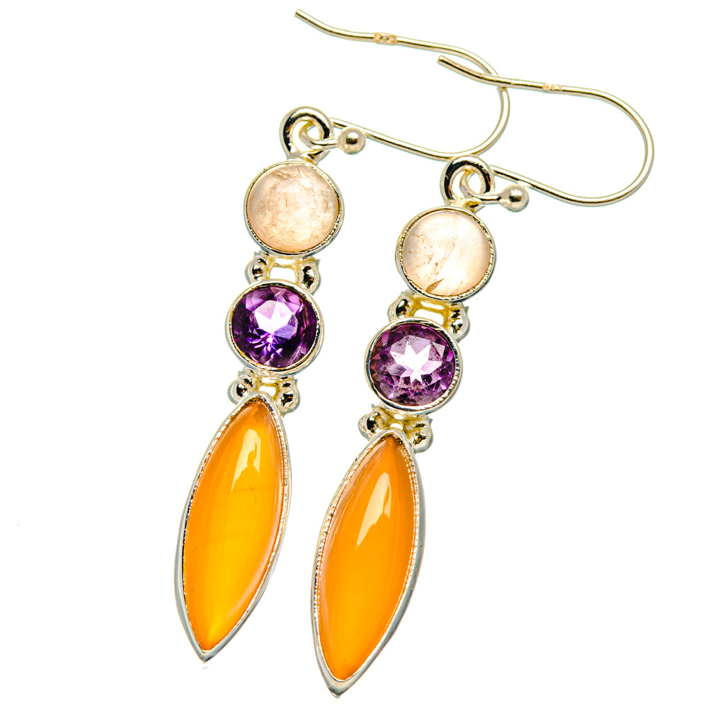 Peach Moonstone Earrings handcrafted by Anasilvercos - EARR427493 - Photo 2