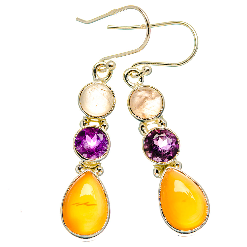 Peach Moonstone Earrings handcrafted by Anasilvercos - EARR427509 - Photo 2