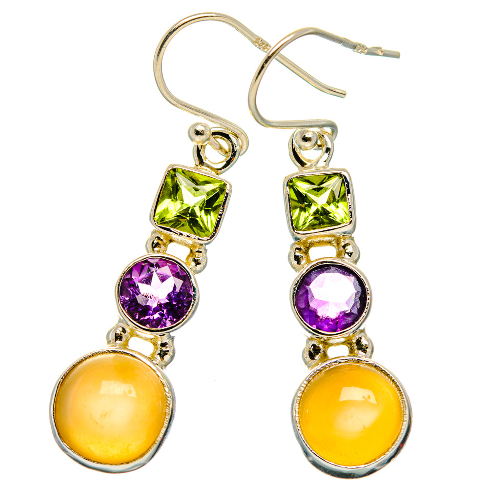 Peach Moonstone Earrings handcrafted by Anasilvercos - EARR427512 - Photo 2