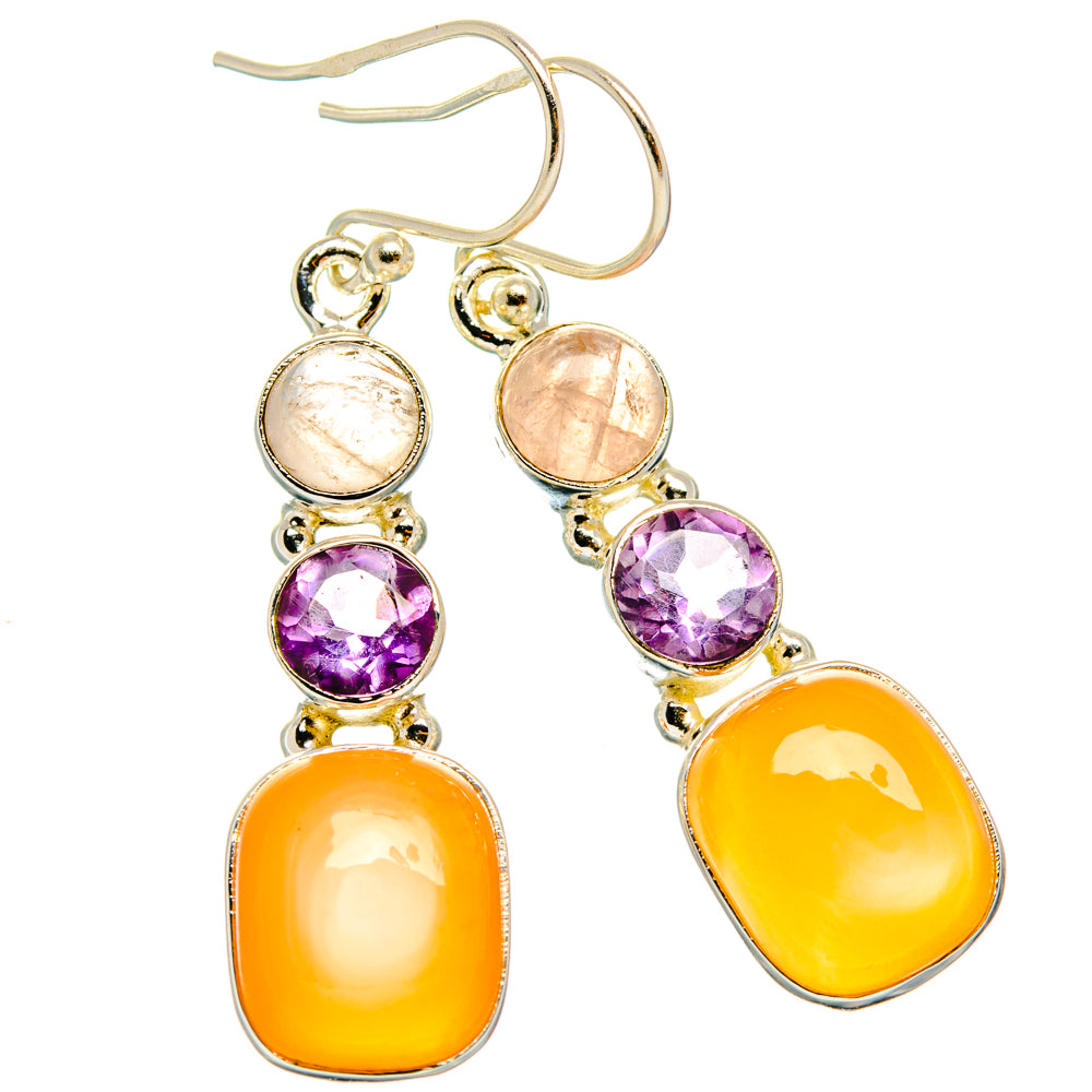 Peach Moonstone Earrings handcrafted by Anasilvercos - EARR427518 - Photo 2