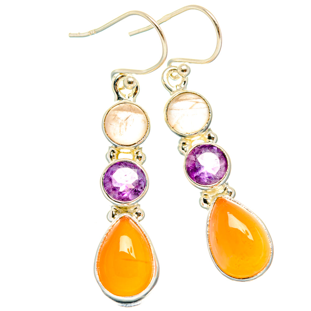 Peach Moonstone Earrings handcrafted by Anasilvercos - EARR427552 - Photo 2
